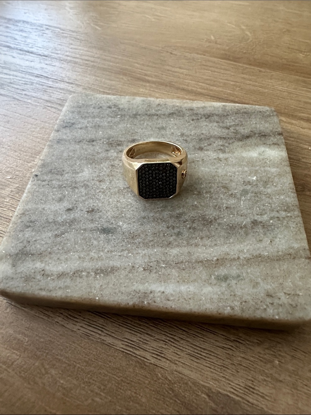 Effy Gold Mens Black Pavé Signet Ring